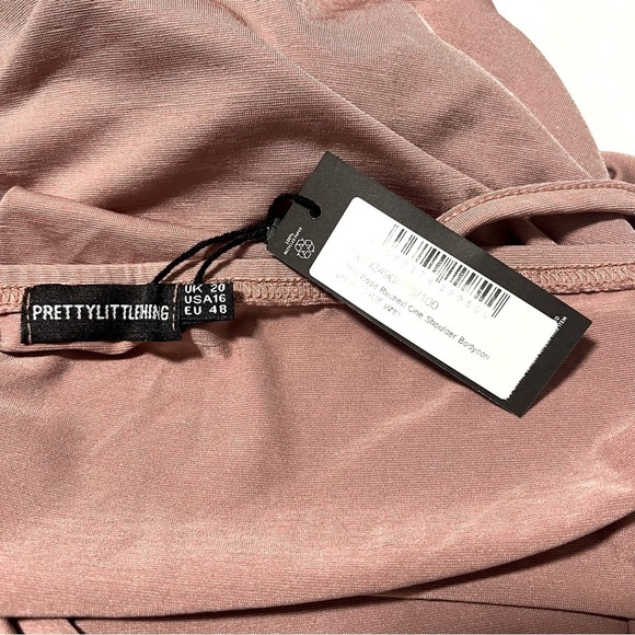 NWT PRETTY LITTLE THING Women’s Plus 16 Rose Ruched One Shoulder Bodycon Dress - Picture 6 of 8